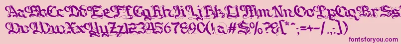 Police Gotique – polices violettes sur fond rose