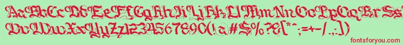 Gotique Font – Red Fonts on Green Background
