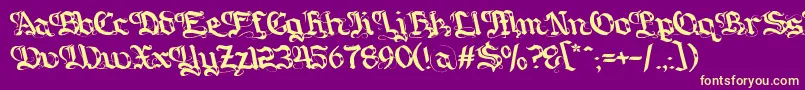 Gotique-fontti – keltaiset fontit violetilla taustalla