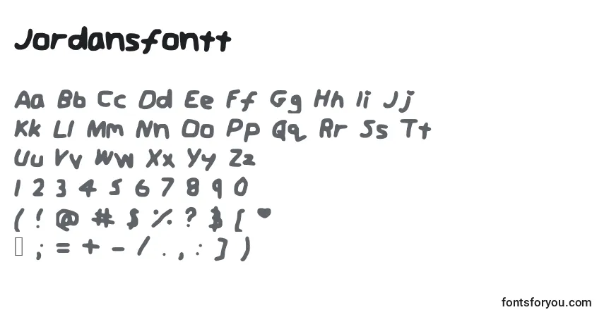 A fonte Jordansfontt – alfabeto, números, caracteres especiais