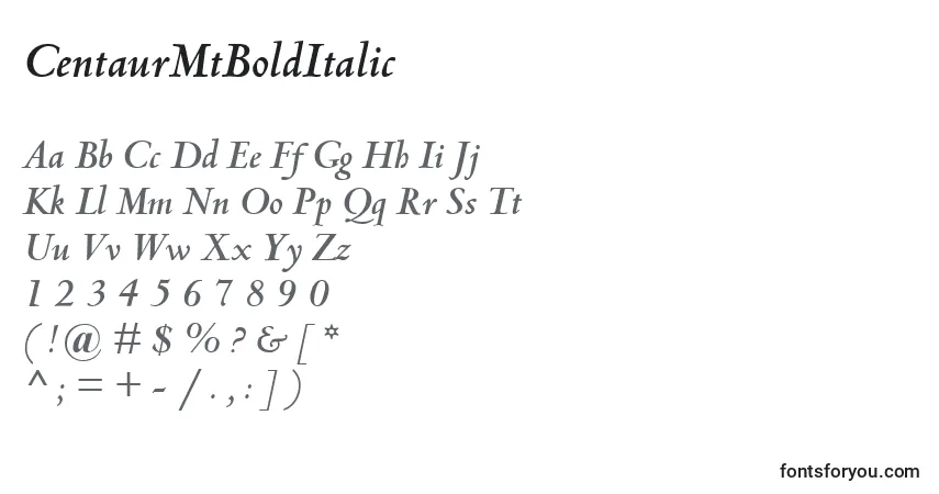 Fuente CentaurMtBoldItalic - alfabeto, números, caracteres especiales