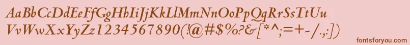 CentaurMtBoldItalic-Schriftart – Braune Schriften auf rosa Hintergrund