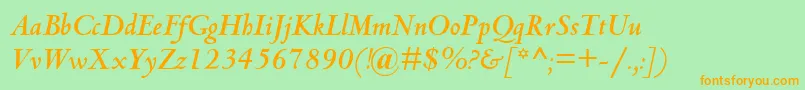 フォントCentaurMtBoldItalic – オレンジの文字が緑の背景にあります。