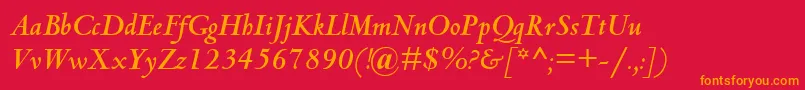 Czcionka CentaurMtBoldItalic – pomarańczowe czcionki na czerwonym tle