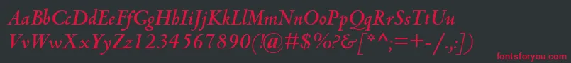 CentaurMtBoldItalic Font – Red Fonts on Black Background