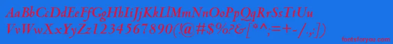 Fonte CentaurMtBoldItalic – fontes vermelhas em um fundo azul