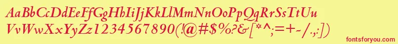 CentaurMtBoldItalic Font – Red Fonts on Yellow Background