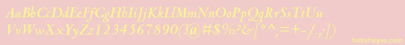 フォントCentaurMtBoldItalic – 黄色のフォント、ピンクの背景