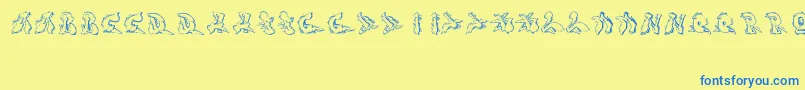 フォントSotra – 青い文字が黄色の背景にあります。