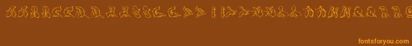 Sotra-Schriftart – Orangefarbene Schriften auf braunem Hintergrund