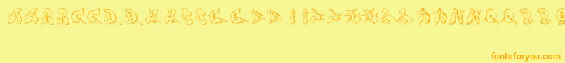 フォントSotra – オレンジの文字が黄色の背景にあります。