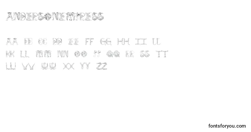 A fonte AndersonEmpress2 – alfabeto, números, caracteres especiais