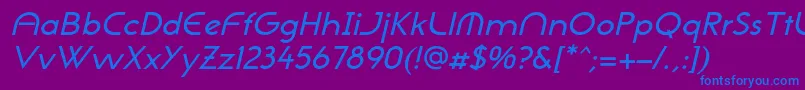 NeogothisadfstdMediumoblique-Schriftart – Blaue Schriften auf violettem Hintergrund