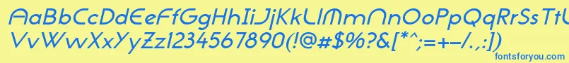 フォントNeogothisadfstdMediumoblique – 青い文字が黄色の背景にあります。