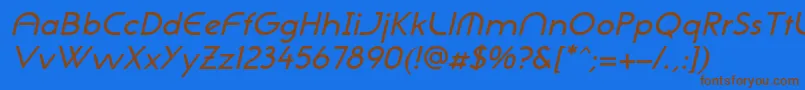 NeogothisadfstdMediumoblique-Schriftart – Braune Schriften auf blauem Hintergrund