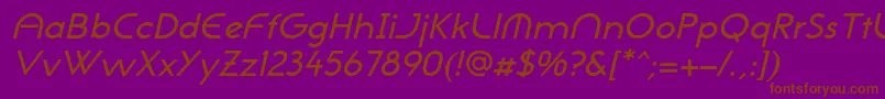 NeogothisadfstdMediumoblique-Schriftart – Braune Schriften auf violettem Hintergrund