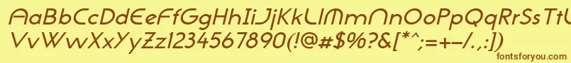 フォントNeogothisadfstdMediumoblique – 茶色の文字が黄色の背景にあります。