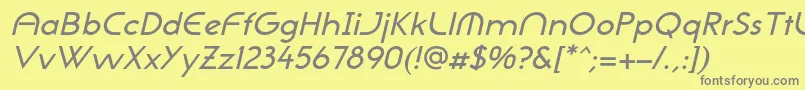 NeogothisadfstdMediumoblique-fontti – harmaat kirjasimet keltaisella taustalla