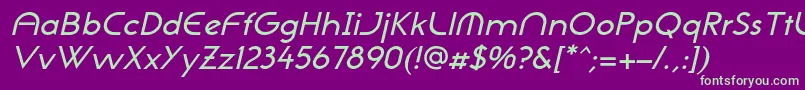 NeogothisadfstdMediumoblique Font – Green Fonts on Purple Background