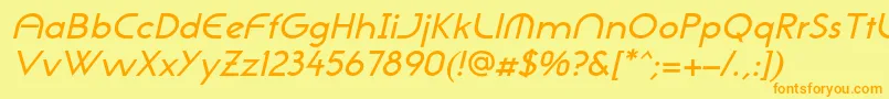 フォントNeogothisadfstdMediumoblique – オレンジの文字が黄色の背景にあります。