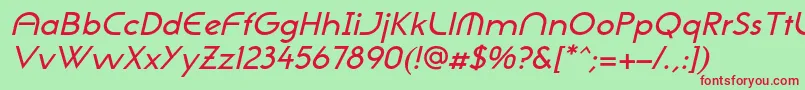 Шрифт NeogothisadfstdMediumoblique – красные шрифты на зелёном фоне