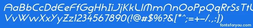 Шрифт NeogothisadfstdMediumoblique – белые шрифты на синем фоне