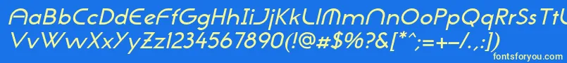 NeogothisadfstdMediumoblique Font – Yellow Fonts on Blue Background
