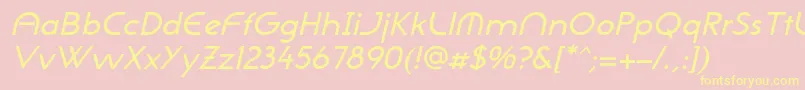 NeogothisadfstdMediumoblique-fontti – keltaiset fontit vaaleanpunaisella taustalla
