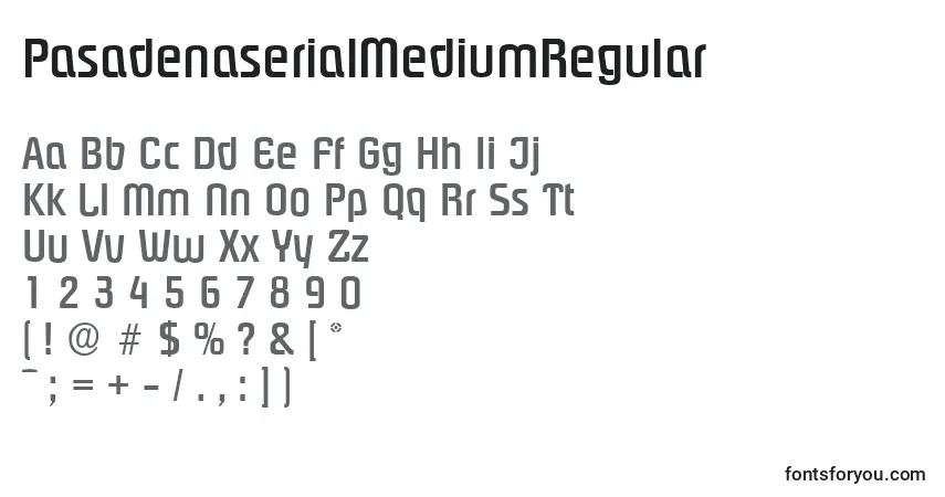 PasadenaserialMediumRegular-fontti – aakkoset, numerot, erikoismerkit