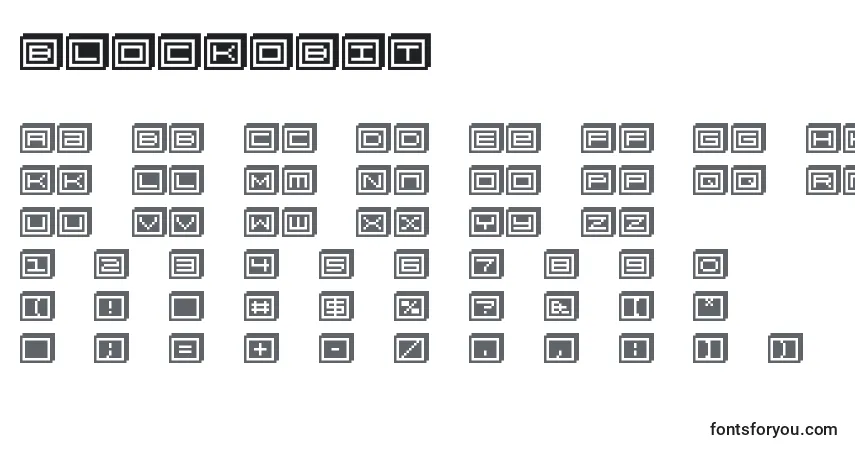 Czcionka Blockobit – alfabet, cyfry, specjalne znaki