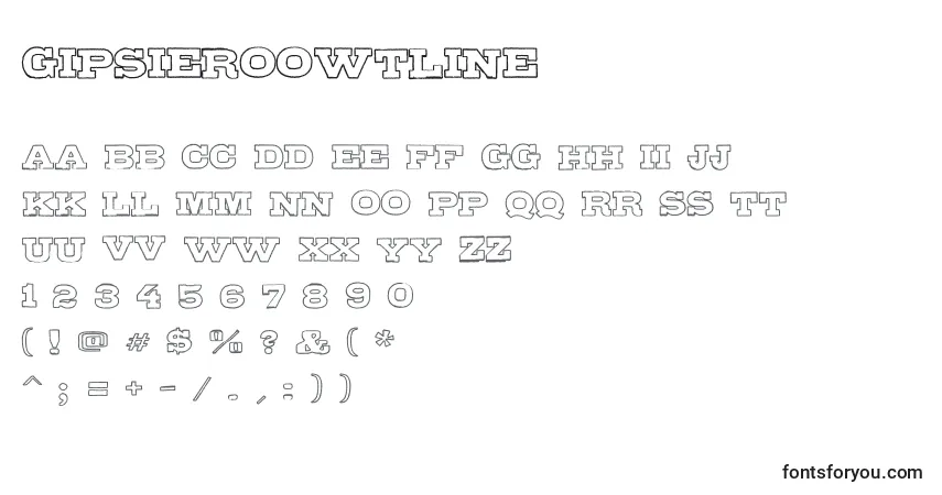 Шрифт GipsieroOwtline – алфавит, цифры, специальные символы