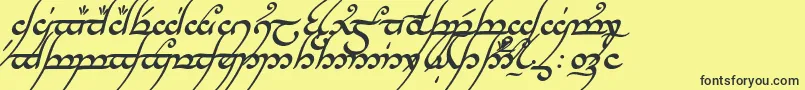 TengwarAnnatarBoldItalic-Schriftart – Schwarze Schriften auf gelbem Hintergrund