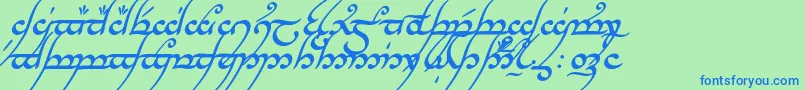 TengwarAnnatarBoldItalic-fontti – siniset fontit vihreällä taustalla