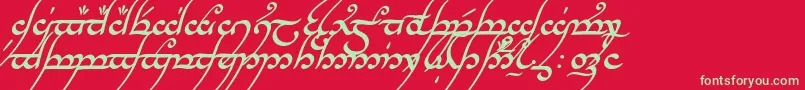 Fonte TengwarAnnatarBoldItalic – fontes verdes em um fundo vermelho