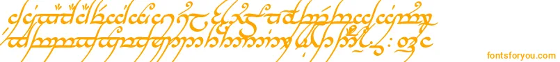 TengwarAnnatarBoldItalic-Schriftart – Orangefarbene Schriften auf weißem Hintergrund