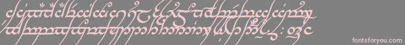 TengwarAnnatarBoldItalic-Schriftart – Rosa Schriften auf grauem Hintergrund