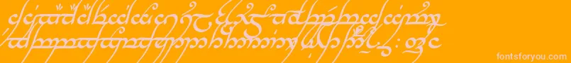 TengwarAnnatarBoldItalic-Schriftart – Rosa Schriften auf orangefarbenem Hintergrund