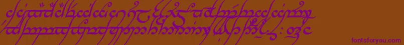 TengwarAnnatarBoldItalic Font – Purple Fonts on Brown Background