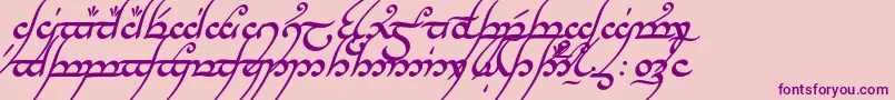 TengwarAnnatarBoldItalic-Schriftart – Violette Schriften auf rosa Hintergrund