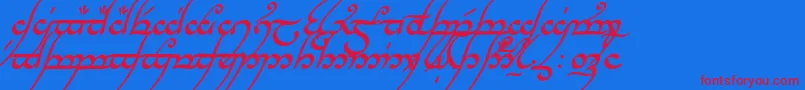 TengwarAnnatarBoldItalic Font – Red Fonts on Blue Background