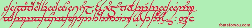 TengwarAnnatarBoldItalic Font – Red Fonts on Green Background