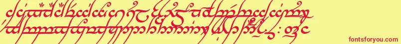 TengwarAnnatarBoldItalic Font – Red Fonts on Yellow Background