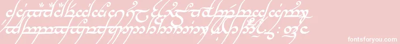 Czcionka TengwarAnnatarBoldItalic – białe czcionki na różowym tle
