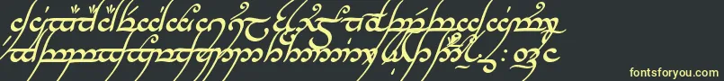 TengwarAnnatarBoldItalic-Schriftart – Gelbe Schriften auf schwarzem Hintergrund