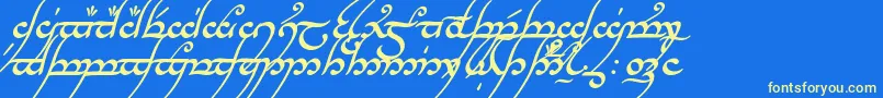 TengwarAnnatarBoldItalic-Schriftart – Gelbe Schriften auf blauem Hintergrund