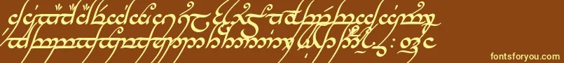 TengwarAnnatarBoldItalic-Schriftart – Gelbe Schriften auf braunem Hintergrund