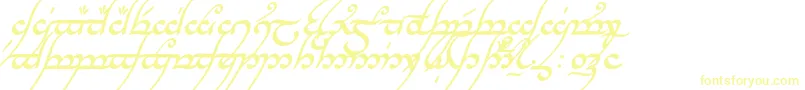 TengwarAnnatarBoldItalic-Schriftart – Gelbe Schriften auf weißem Hintergrund