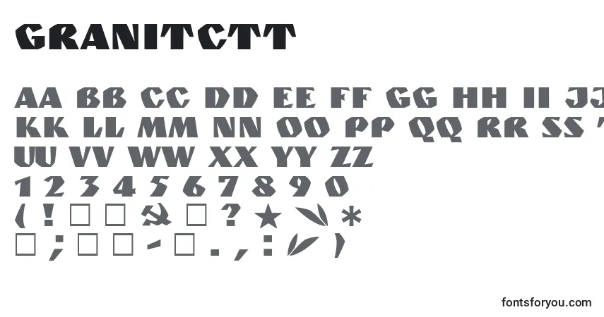A fonte Granitctt – alfabeto, números, caracteres especiais