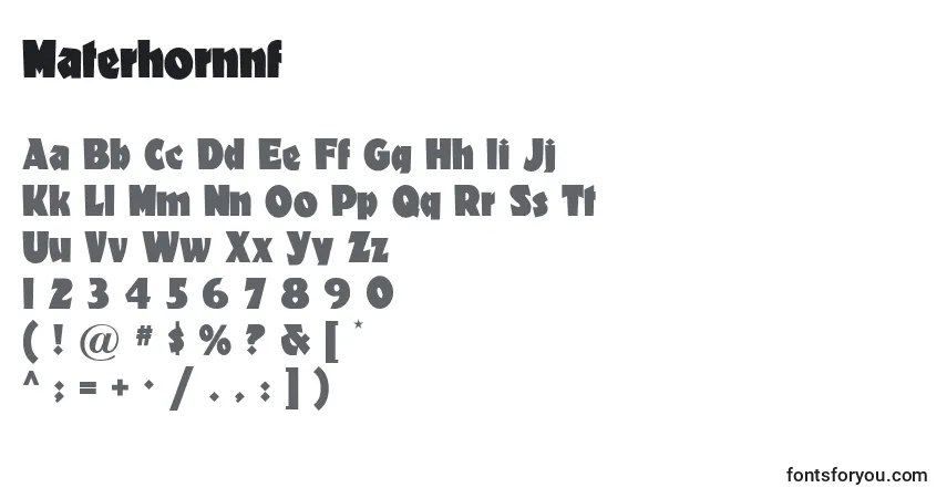 A fonte Materhornnf – alfabeto, números, caracteres especiais