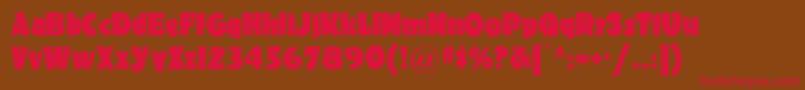 フォントMaterhornnf – 赤い文字が茶色の背景にあります。
